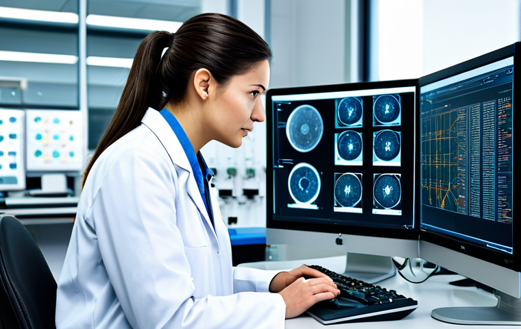 **
"A scientist in a fully clothed lab coat, examining data on a computer screen in a high-tech laboratory filled with complex equipment, appropriate attire, safe for work, perfect anatomy, natural proportions, professional, science-focused, educational content, well-lit, detailed background, family-friendly."
**